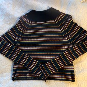 Zara Knit cropped mock turtleneck rainbow stripe